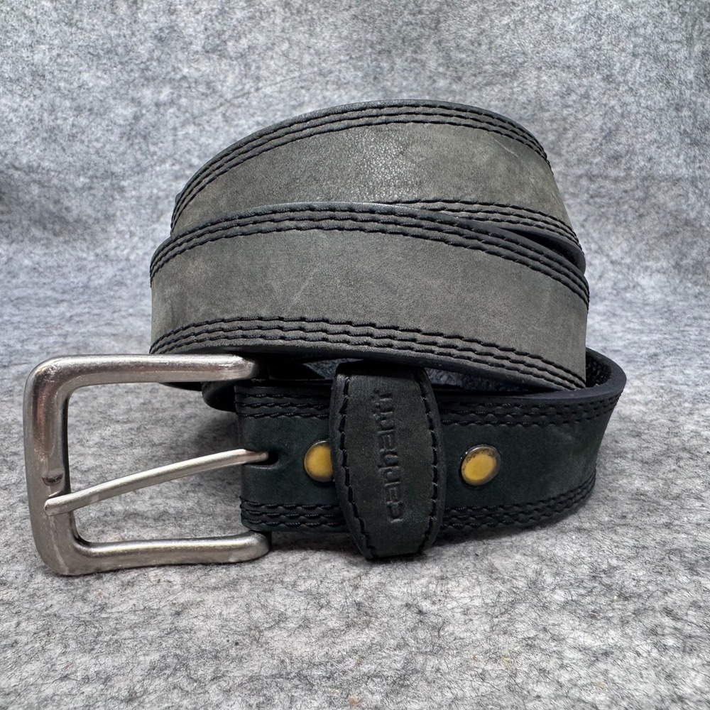 Carhartt Detroit Belt Mens 48 Black Leather Buckle Workwear Casual Distressed